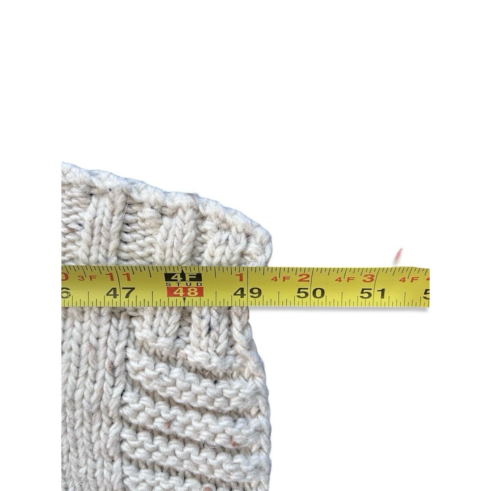 Chunky Knit Cream Tweed Throw Blanket 54x49 Cozy Farmhouse Sofa Bed Accent - Picture 3 of 6